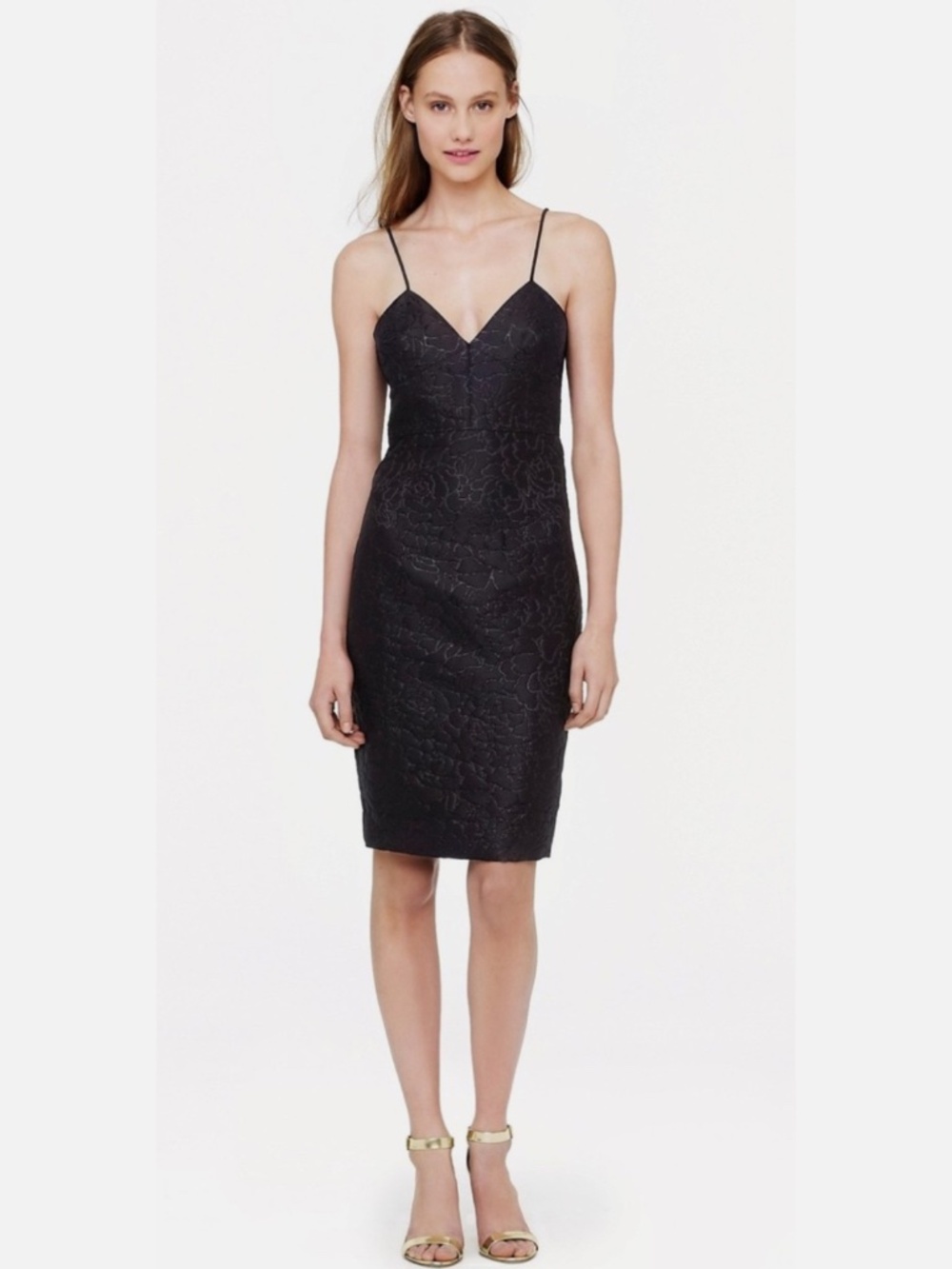 NWT J.Crew Women’s Dress Jacquard Glitter Black Sz 0 cotton & silk